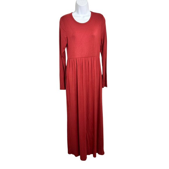 Bellamie Long Sleeve Maxi Dress Size Small Brick Red Soft Casual - Picture 7 of 7